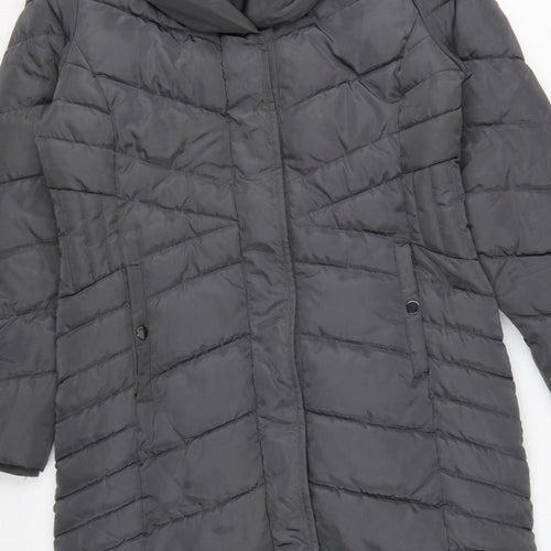 Roman Women’s Grey UK 10 Long Hooded Quilted Puffer Coat