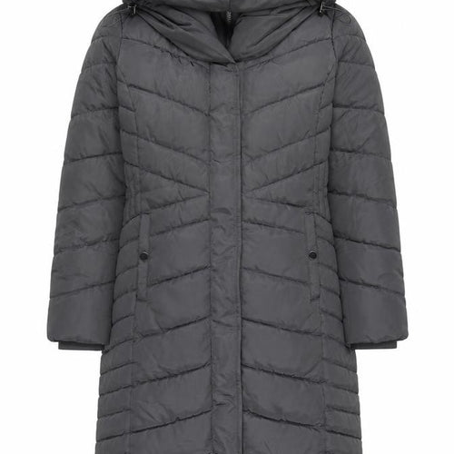 Roman Women’s Grey UK 10 Long Hooded Quilted Puffer Coat