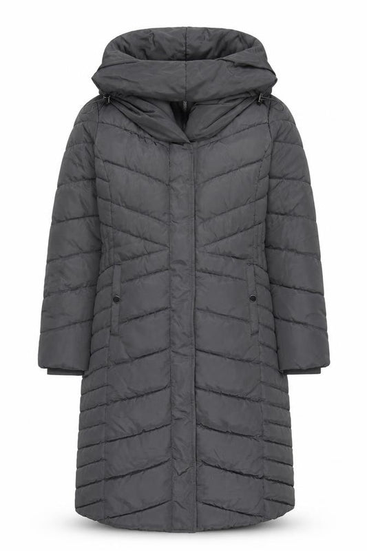 Roman Women’s Grey UK 10 Long Hooded Quilted Puffer Coat