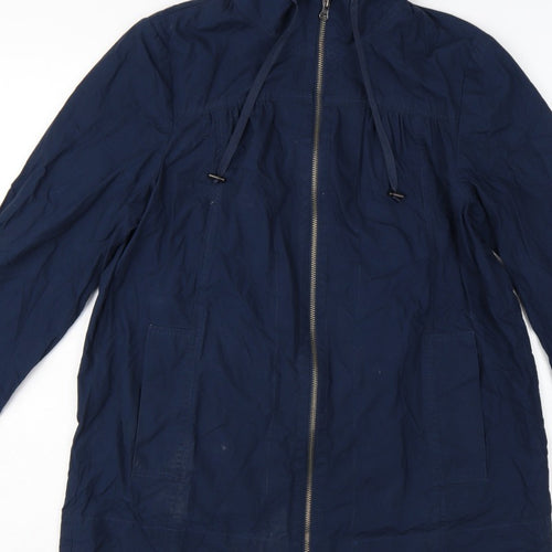 Bhs Women’s Blue UK 12 Mid-Length Cotton Zip Basic Jacket