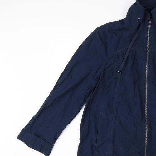 Bhs Women’s Blue UK 12 Mid-Length Cotton Zip Basic Jacket
