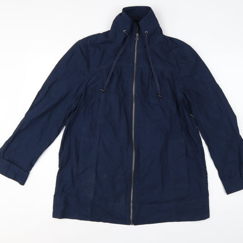 Bhs Women’s Blue UK 12 Mid-Length Cotton Zip Basic Jacket