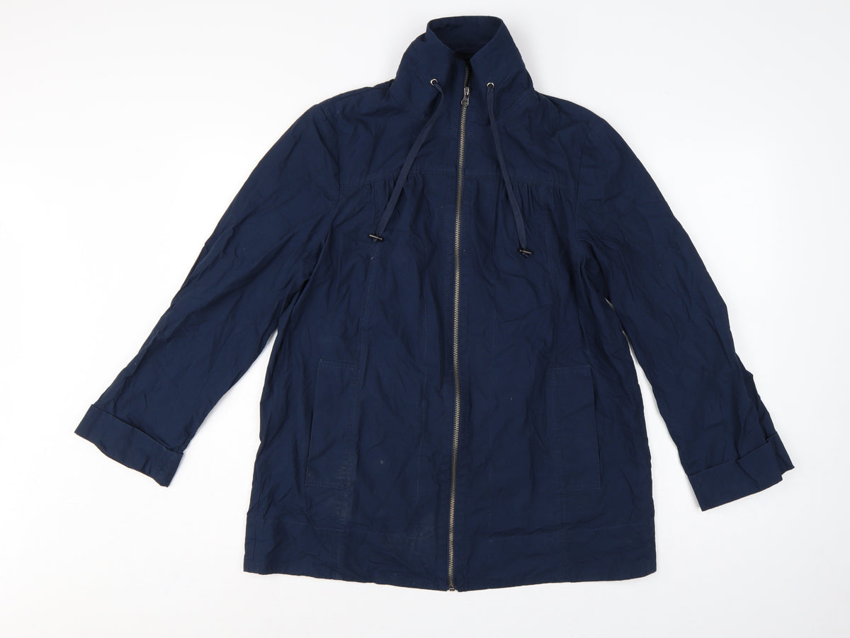 Bhs Women’s Blue UK 12 Mid-Length Cotton Zip Basic Jacket