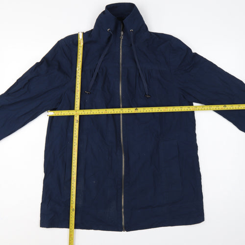 Bhs Women’s Blue UK 12 Mid-Length Cotton Zip Basic Jacket