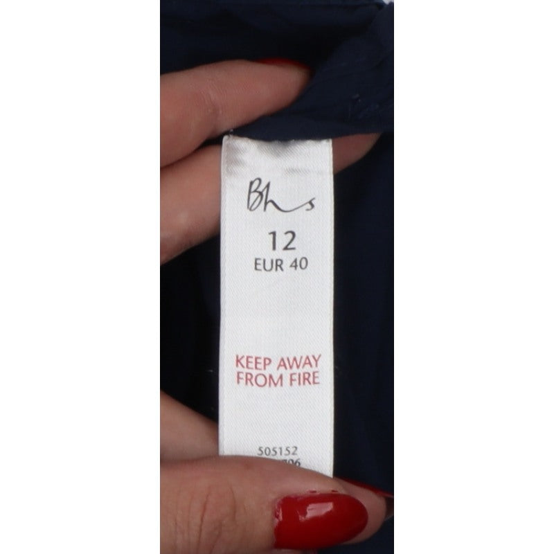 Bhs Women’s Blue UK 12 Mid-Length Cotton Zip Basic Jacket