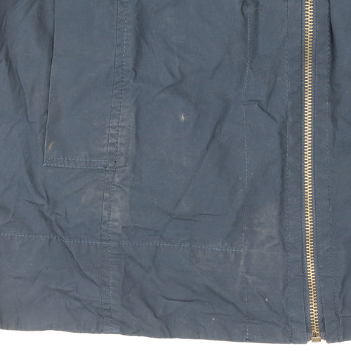 Bhs Women’s Blue UK 12 Mid-Length Cotton Zip Basic Jacket