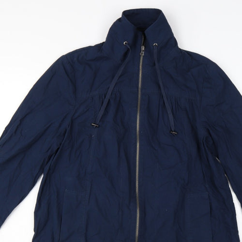 Bhs Women’s Blue UK 12 Mid-Length Cotton Zip Basic Jacket