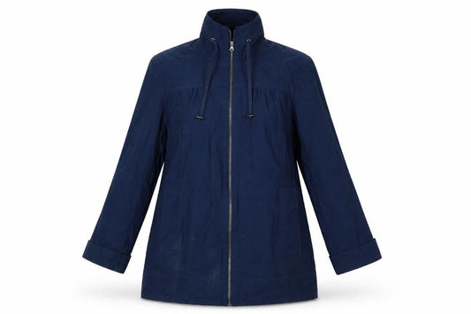 Bhs Women’s Blue UK 12 Mid-Length Cotton Zip Basic Jacket