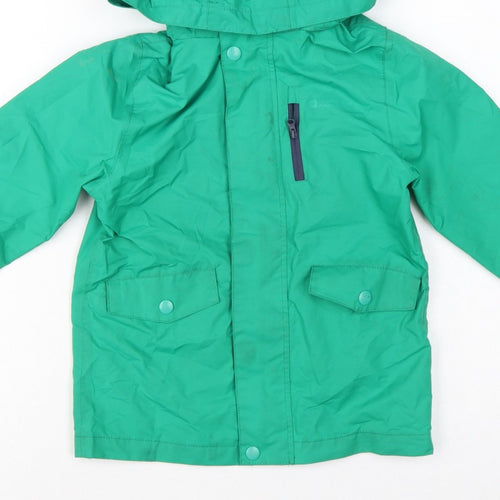 Mountain Warehouse Boys Green 5-6 Years Hooded Waterproof Parka Jacket