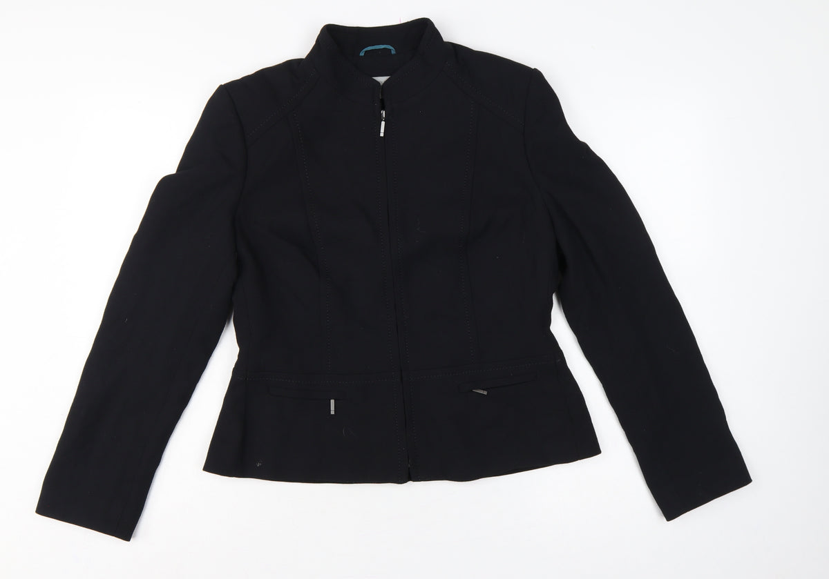 Back view of Marks and Spencer Women Black UK 14 Zip Front Tailored Suit Jacket
