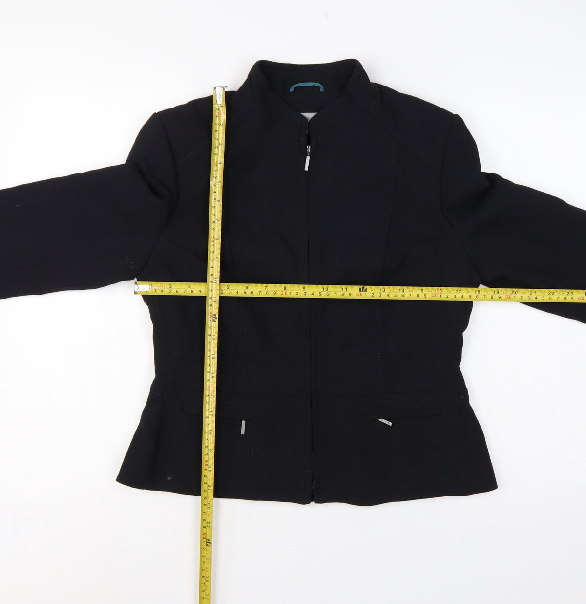 Close-up detail of Marks and Spencer Women Black UK 14 Zip Front Tailored Suit Jacket