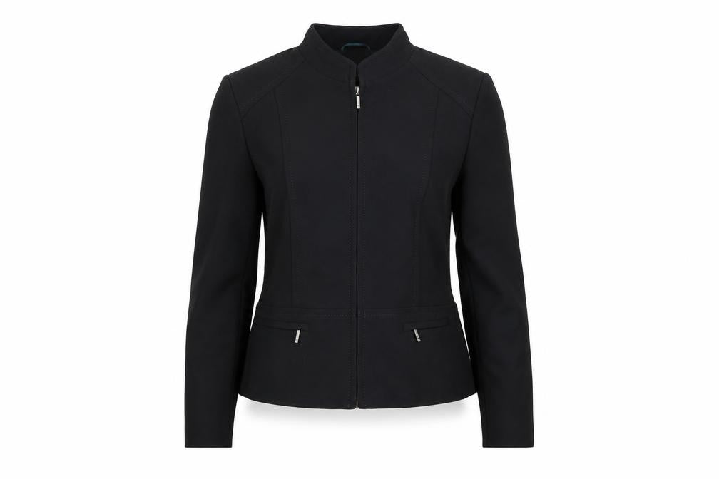 Front view of Marks and Spencer Women Black UK 14 Zip Front Tailored Suit Jacket