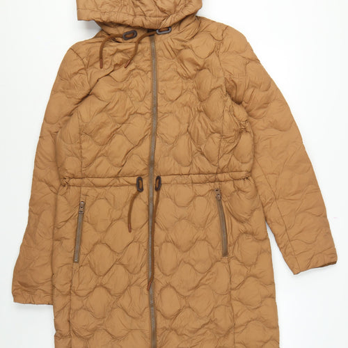Lands' End Women Brown S Long Hooded Down Puffer Coat