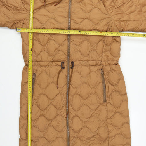 Lands' End Women Brown S Long Hooded Down Puffer Coat