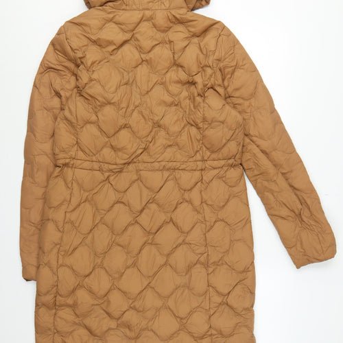 Lands' End Women Brown S Long Hooded Down Puffer Coat