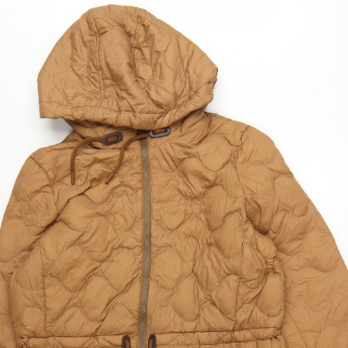 Lands' End Women Brown S Long Hooded Down Puffer Coat