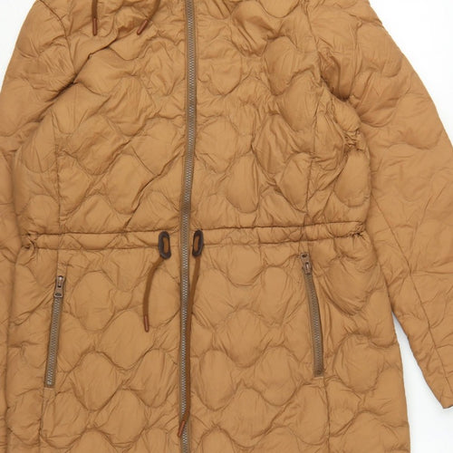 Lands' End Women Brown S Long Hooded Down Puffer Coat