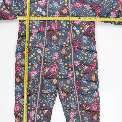 FatFace Girls Multicoloured 5-6 Years Floral Hooded Padded Snowsuit