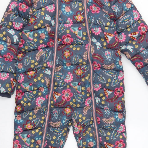 FatFace Girls Multicoloured 5-6 Years Floral Hooded Padded Snowsuit