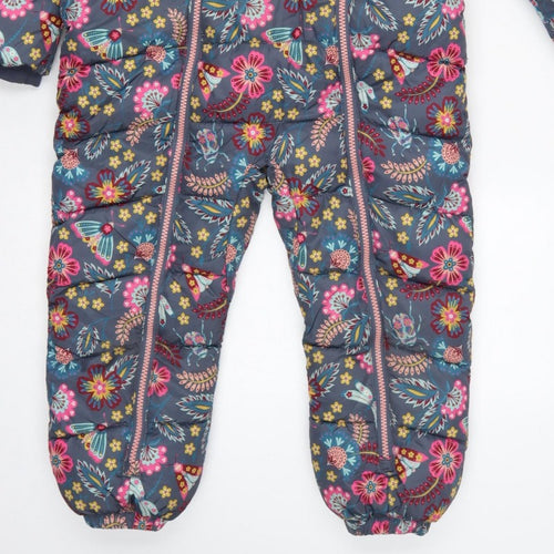 FatFace Girls Multicoloured 5-6 Years Floral Hooded Padded Snowsuit