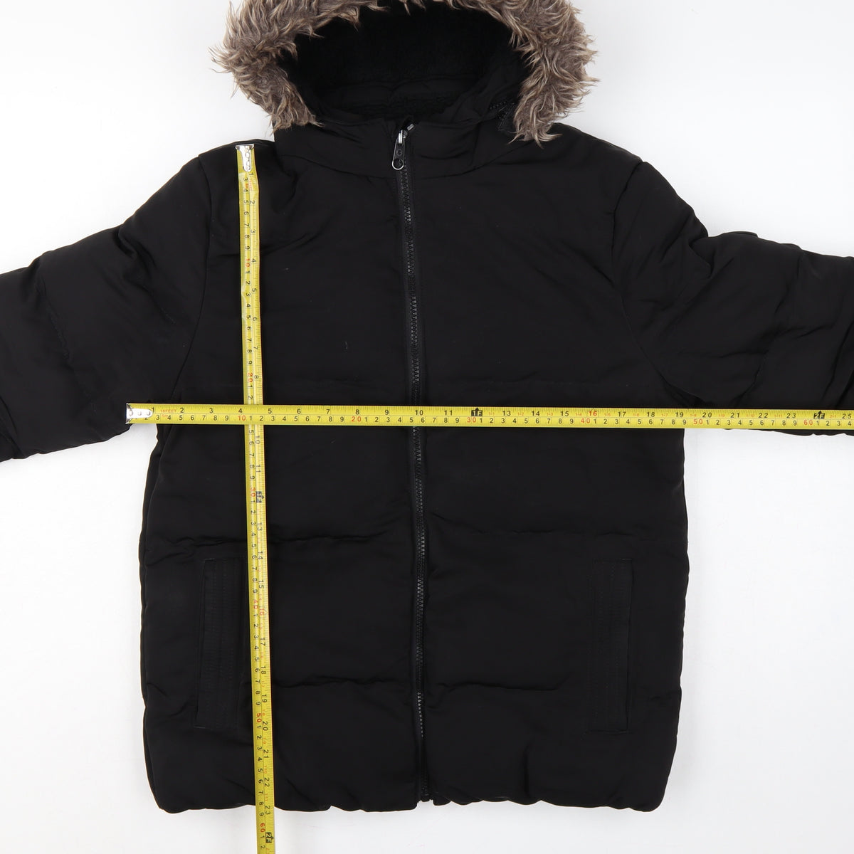 SoulCal & Co Boys Black 13 Years Puffer Parka Faux Fur Hood