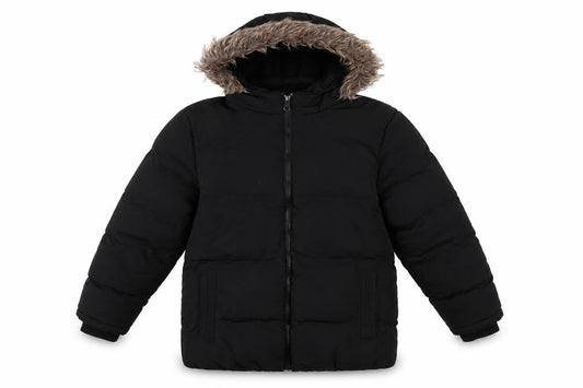 SoulCal & Co Boys Black 13 Years Puffer Parka Faux Fur Hood