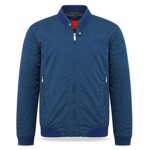 Zara Man Men Blue L Bomber Jacket Quilted Sleeve Full Zip