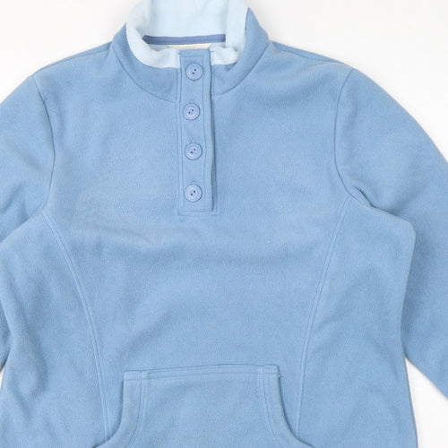 Marks and Spencer Women Blue UK 16 Henley Fleece Sweatshirt