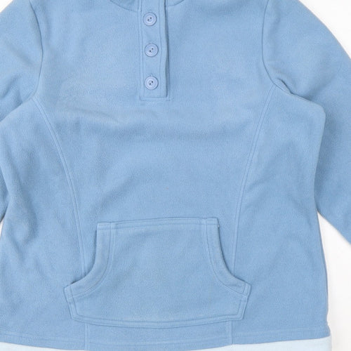 Marks and Spencer Women Blue UK 16 Henley Fleece Sweatshirt