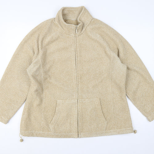 Marks & Spencer Women Beige UK 20 Fleece Full Zip Jacket Pockets