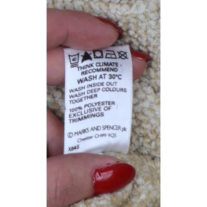 Marks & Spencer Women Beige UK 20 Fleece Full Zip Jacket Pockets