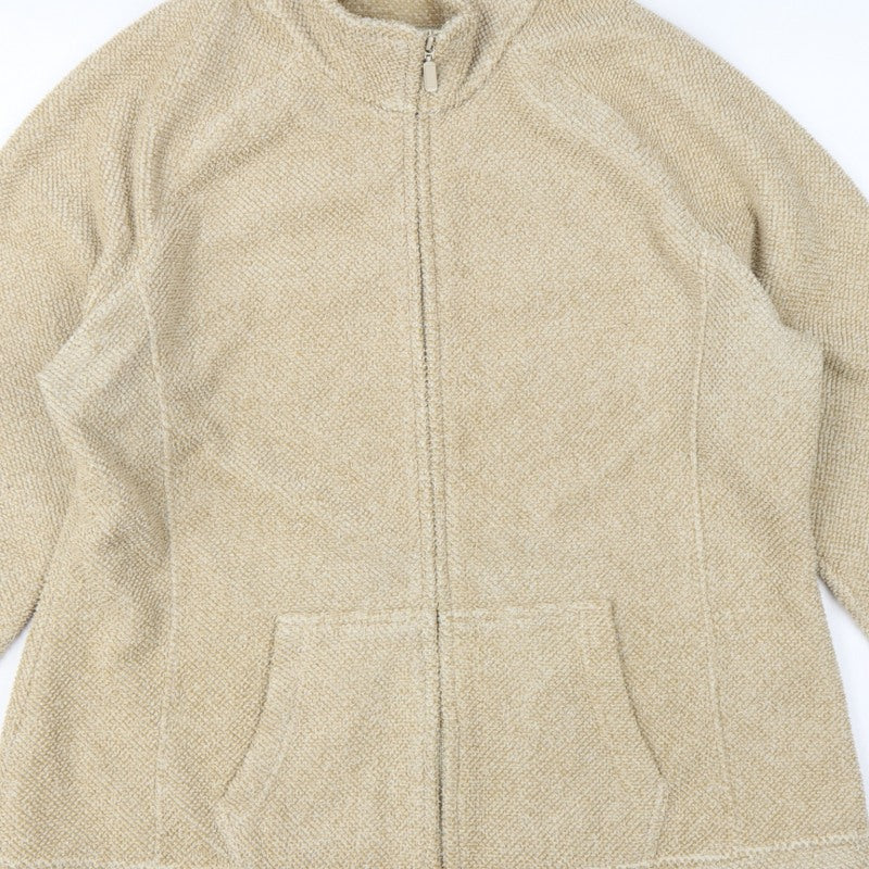Marks & Spencer Women Beige UK 20 Fleece Full Zip Jacket Pockets