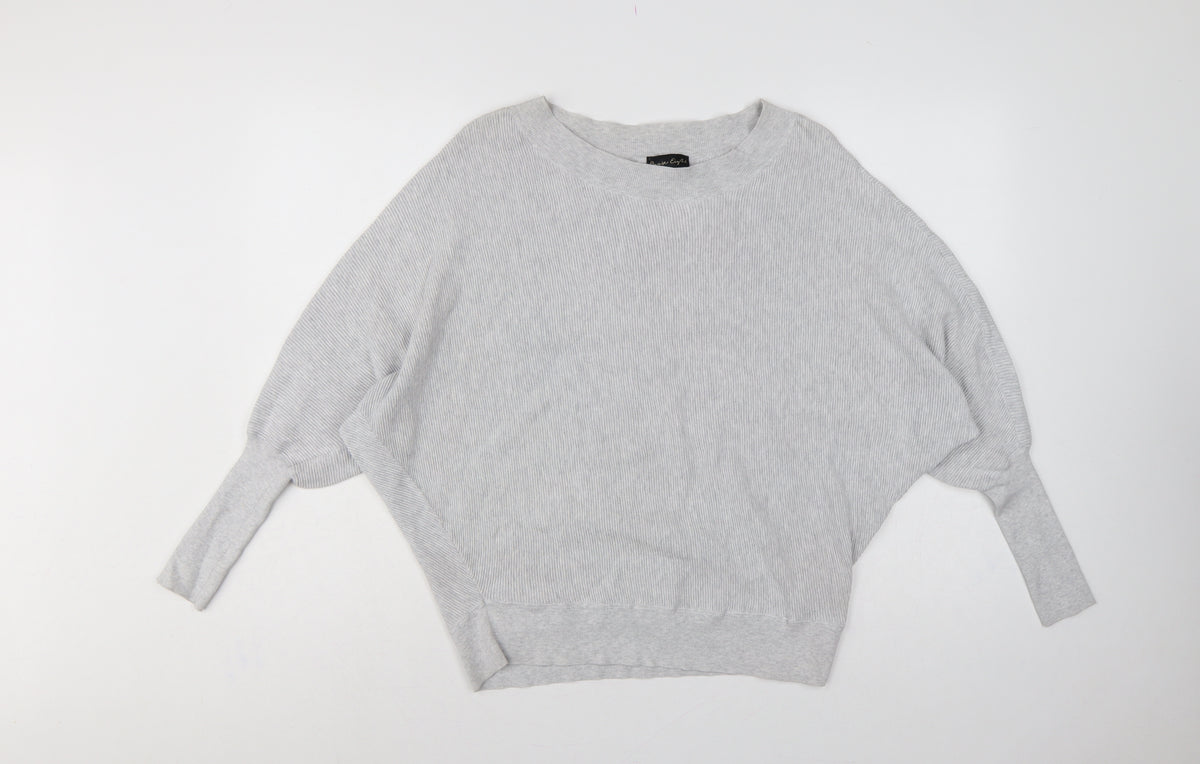 Phase Eight Women Grey M Fine Knit Crew Neck Pullover Jumper