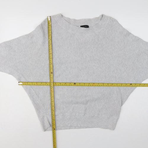 Phase Eight Women Grey M Fine Knit Crew Neck Pullover Jumper