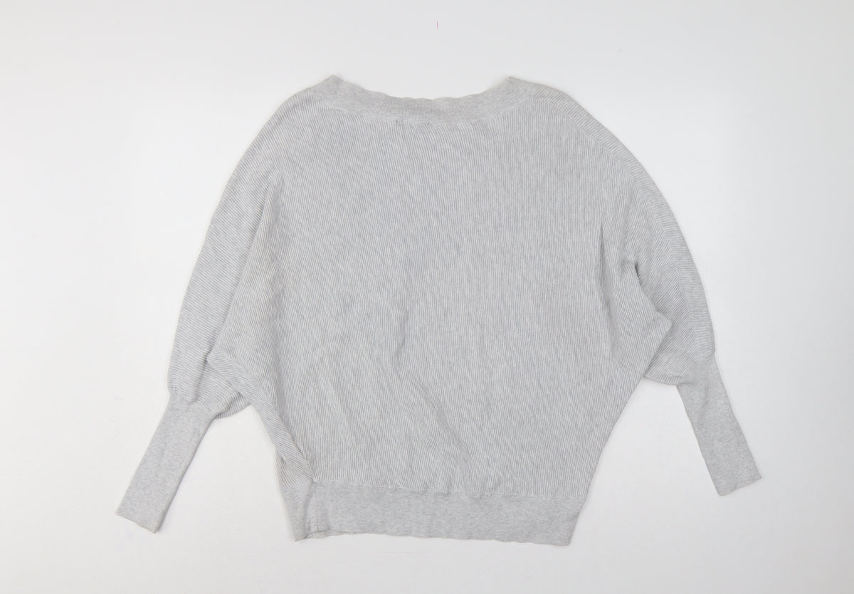 Phase Eight Women Grey M Fine Knit Crew Neck Pullover Jumper