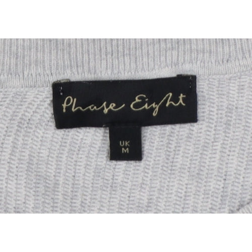 Phase Eight Women Grey M Fine Knit Crew Neck Pullover Jumper