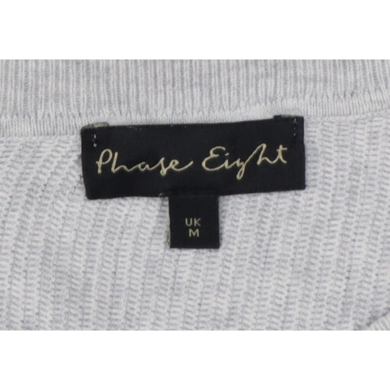 Phase Eight Women Grey M Fine Knit Crew Neck Pullover Jumper