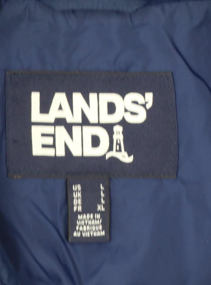 Land's End Women’s Blue XL Quilted Puffer Jacket Full Zip