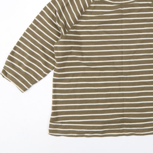 Boden Women Green White Striped UK 18 3/4 Sleeve Pullover Sweatshirt