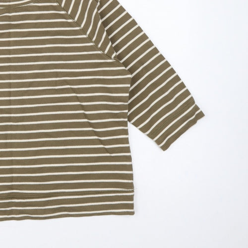 Boden Women Green White Striped UK 18 3/4 Sleeve Pullover Sweatshirt