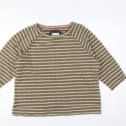 Boden Women Green White Striped UK 18 3/4 Sleeve Pullover Sweatshirt