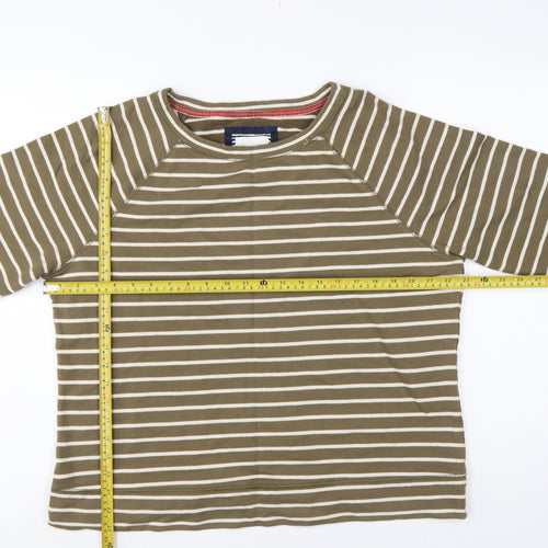 Boden Women Green White Striped UK 18 3/4 Sleeve Pullover Sweatshirt