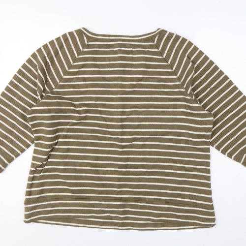 Boden Women Green White Striped UK 18 3/4 Sleeve Pullover Sweatshirt