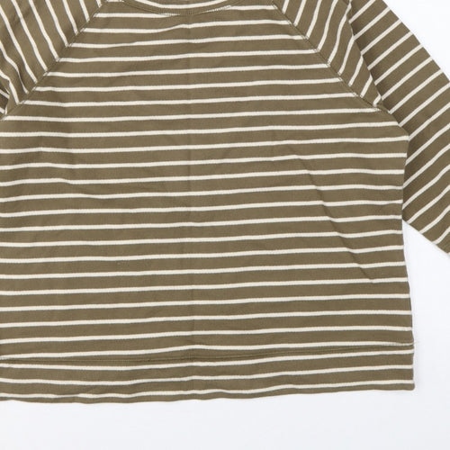Boden Women Green White Striped UK 18 3/4 Sleeve Pullover Sweatshirt