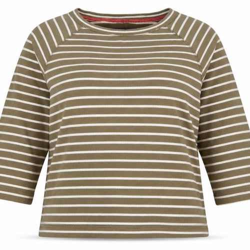 Boden Women Green White Striped UK 18 3/4 Sleeve Pullover Sweatshirt
