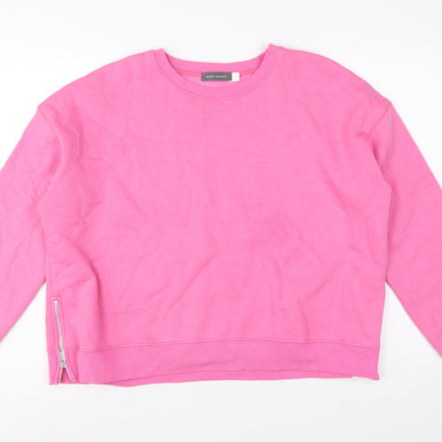 Mint Velvet Women’s Pink XL Pullover Sweatshirt Side Zip Cotton Blend