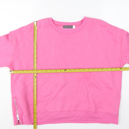 Mint Velvet Women’s Pink XL Pullover Sweatshirt Side Zip Cotton Blend