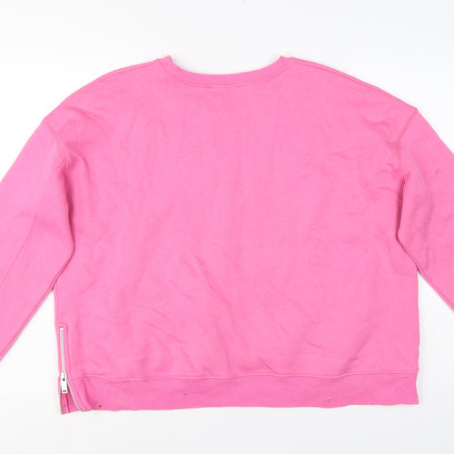 Mint Velvet Women’s Pink XL Pullover Sweatshirt Side Zip Cotton Blend