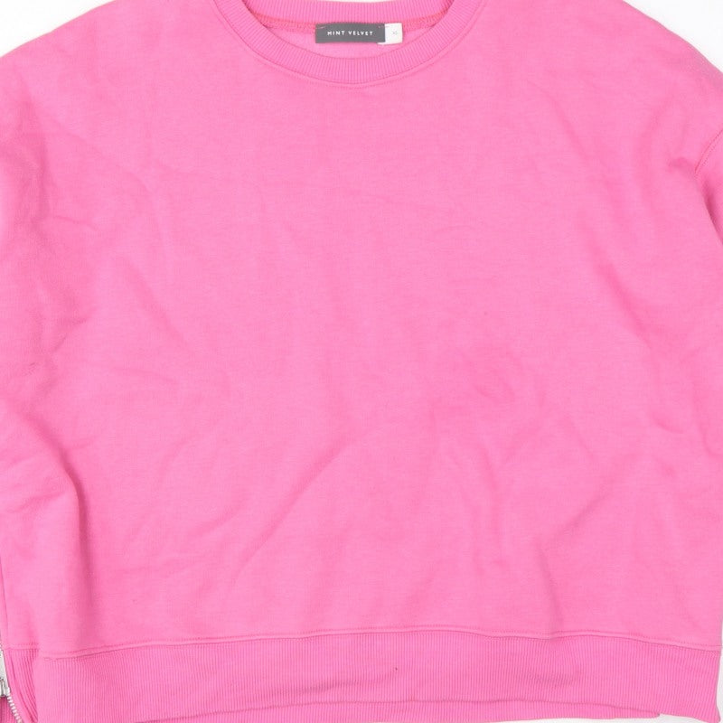 Mint Velvet Women’s Pink XL Pullover Sweatshirt Side Zip Cotton Blend