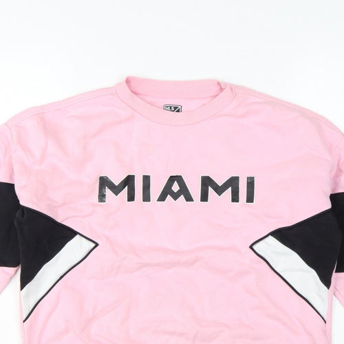 M&S Girls Pink 11-12 Years Pullover MLS Miami Colourblock Sweatshirt